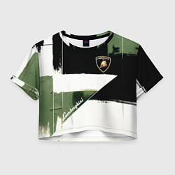 Футболка 3D укороченная женская Ламборджини логотип, цвет: 3D-принт