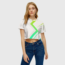 Футболка 3D укороченная женская Color white line green, цвет: 3D-принт — фото 2