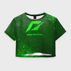 Футболка 3D укороченная женская Need for Speed - green gradient, цвет: 3D-принт
