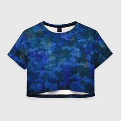 Футболка 3D укороченная женская Абстракция - blue uniform camouflage, цвет: 3D-принт