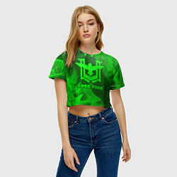 Футболка 3D укороченная женская Free Fire - green gradient, цвет: 3D-принт — фото 2