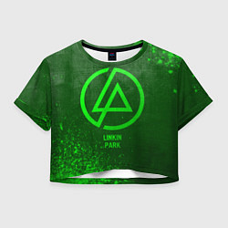 Футболка 3D укороченная женская Linkin Park - green gradient, цвет: 3D-принт