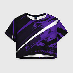 Футболка 3D укороченная женская Color black purple line, цвет: 3D-принт