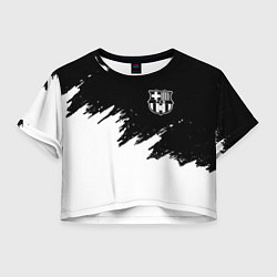 Футболка 3D укороченная женская Barcelona черно белые краски, цвет: 3D-принт