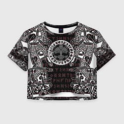 Футболка 3D укороченная женская Дерево жизни и древние руны, цвет: 3D-принт