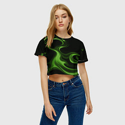 Футболка 3D укороченная женская Green black, цвет: 3D-принт — фото 2