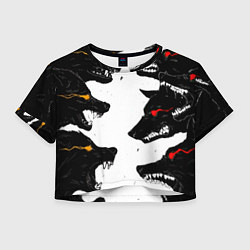 Футболка 3D укороченная женская Волки со светящимися глазами, цвет: 3D-принт