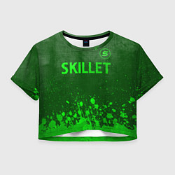 Футболка 3D укороченная женская Skillet - green gradient посередине, цвет: 3D-принт