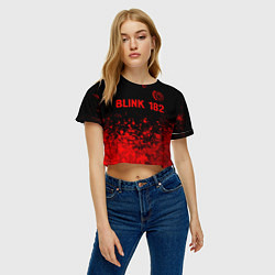 Футболка 3D укороченная женская Blink 182 - red gradient посередине, цвет: 3D-принт — фото 2