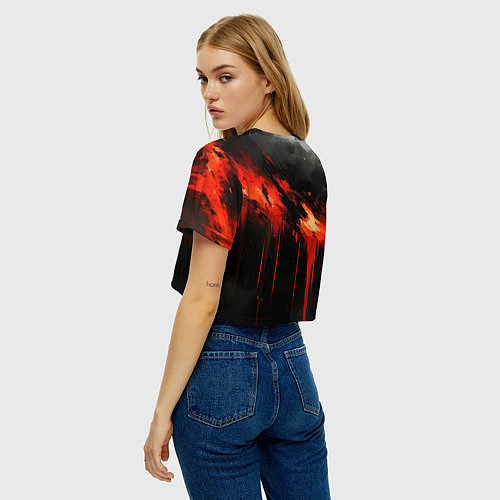 Женский топ Герб России - красная краска на черном / 3D-принт – фото 4