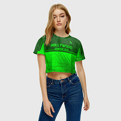 Футболка 3D укороченная женская Hollywood Undead - green gradient посередине, цвет: 3D-принт — фото 2