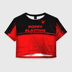 Футболка 3D укороченная женская Poppy Playtime - red gradient посередине, цвет: 3D-принт