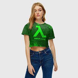 Футболка 3D укороченная женская Half-Life - green gradient, цвет: 3D-принт — фото 2