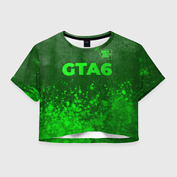 Футболка 3D укороченная женская GTA6 - green gradient посередине, цвет: 3D-принт