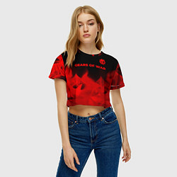 Футболка 3D укороченная женская Gears of War - red gradient посередине, цвет: 3D-принт — фото 2