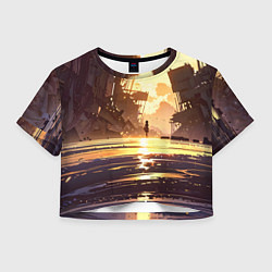 Футболка 3D укороченная женская Аниме под солнцем, цвет: 3D-принт