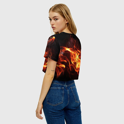 Женский топ ACDC на фоне огня / 3D-принт – фото 4