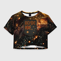 Футболка 3D укороченная женская ACDC в стиле нашивки, цвет: 3D-принт