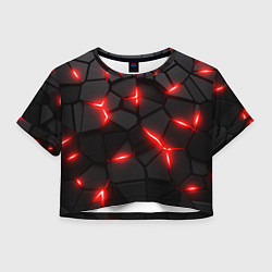 Футболка 3D укороченная женская Красная неоновая броня, цвет: 3D-принт