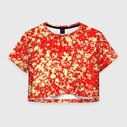 Футболка 3D укороченная женская Пятнистый красно-жёлтый, цвет: 3D-принт