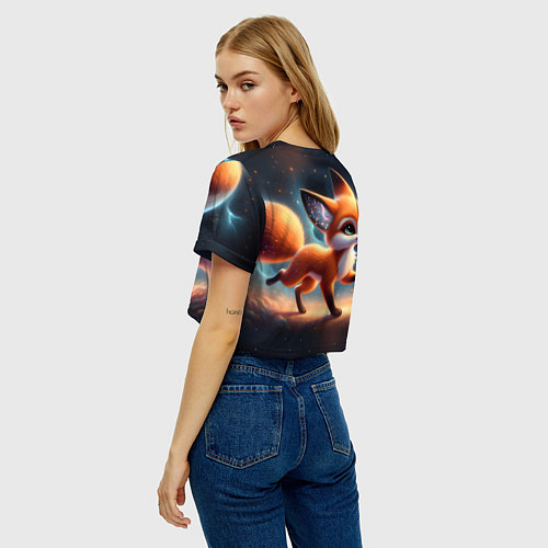 Женский топ Лиса бежит по космическому простору / 3D-принт – фото 4