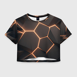 Футболка 3D укороченная женская Серая текстура из сот, цвет: 3D-принт