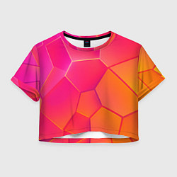 Футболка 3D укороченная женская Розово-оранжевые плиты, цвет: 3D-принт