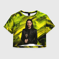 Футболка 3D укороченная женская Bones держит трость, цвет: 3D-принт