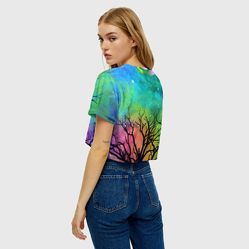 Женский топ Bones без зрачков держит череп в руках / 3D-принт – фото 4