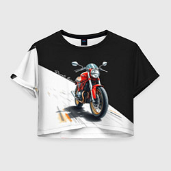 Футболка 3D укороченная женская Ducati Racer, цвет: 3D-принт