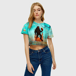 Футболка 3D укороченная женская Bones в стиле демона, цвет: 3D-принт — фото 2