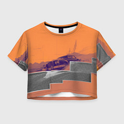 Футболка 3D укороченная женская Элитное авто в пустыни, цвет: 3D-принт