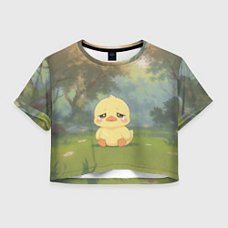 Футболка 3D укороченная женская Маленький утенок на поляне, цвет: 3D-принт
