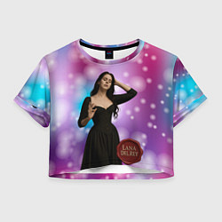 Футболка 3D укороченная женская Lana Del Rey закрыла глаза, цвет: 3D-принт