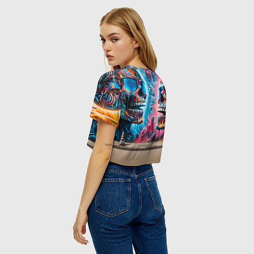 Женский топ Hippo with longboard - graffiti / 3D-принт – фото 4