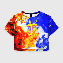 Футболка 3D укороченная женская Doom битва огня, цвет: 3D-принт