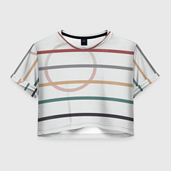 Футболка 3D укороченная женская Stripes and circle, цвет: 3D-принт