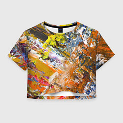 Футболка 3D укороченная женская Живая Абстракция: Поток Цветов и Форм в Постоянном, цвет: 3D-принт