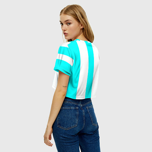 Женский топ Color light blue white lines / 3D-принт – фото 4