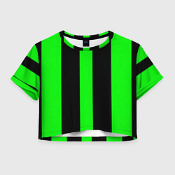 Футболка 3D укороченная женская Color green black lines, цвет: 3D-принт