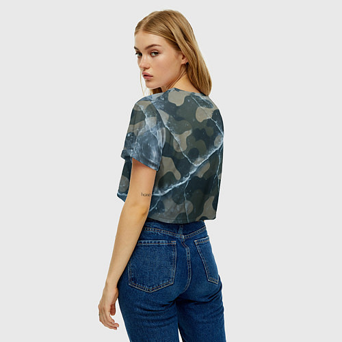 Женский топ ВМФ волк на камуфляже / 3D-принт – фото 4