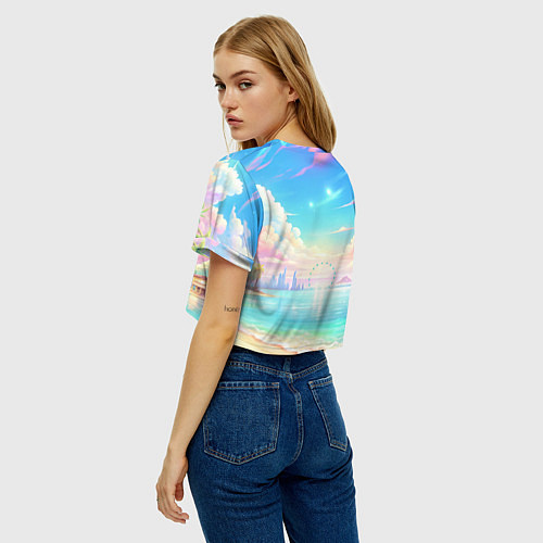 Женский топ Дандадан Сиратори Айра на берегу моря / 3D-принт – фото 4