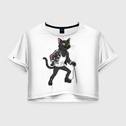 Футболка 3D укороченная женская Кот - Фредди Меркьюри, цвет: 3D-принт