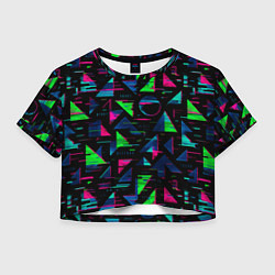 Футболка 3D укороченная женская Геометрия глитч, цвет: 3D-принт
