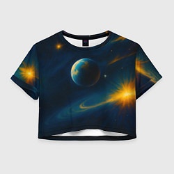 Футболка 3D укороченная женская Пространство Вселенной, цвет: 3D-принт