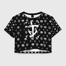 Футболка 3D укороченная женская Doom ведьмак логотипы, цвет: 3D-принт