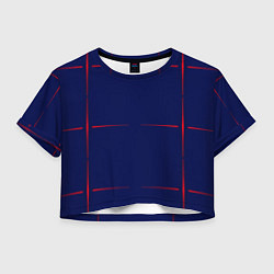 Футболка 3D укороченная женская Color blue red stripes, цвет: 3D-принт