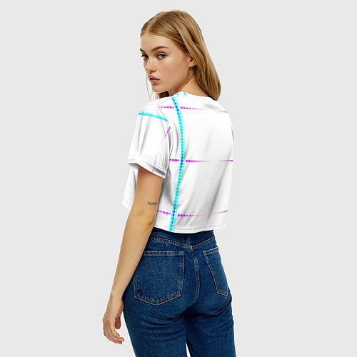 Женский топ Color white blue pink stripes / 3D-принт – фото 4