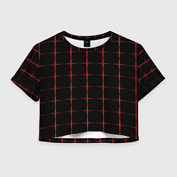 Футболка 3D укороченная женская Color black red crosses, цвет: 3D-принт