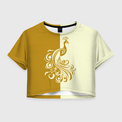 Футболка 3D укороченная женская Жар-птица в золотом, цвет: 3D-принт